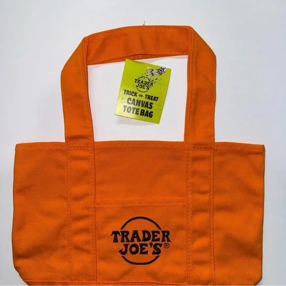 Trader Joe's Mini Orange Canvas Tote Bag - Halloween Collection - Picture 3 of 3